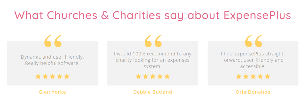 Three reviews of What Churches & Charities say about ExpensePlus