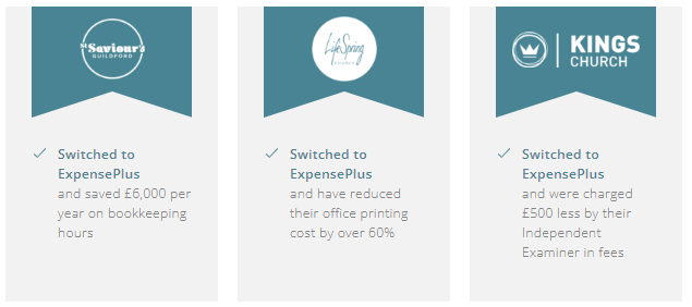 Three examples of the positive impact for churches when they have switched to ExpensePlus.