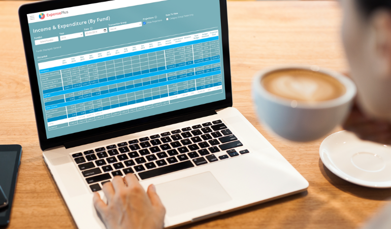 Screen showing ExpensePlus Fund accounting software