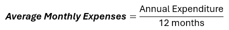 key metrics: equation for calculating average monthly expenses